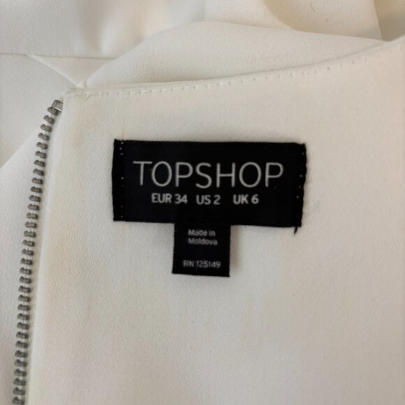 Topshop White Peplum Dress | Size 2 US |Elegant & Chic Perfect for Bridal Shower - Picture 6 of 6
